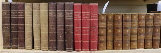 Cassells - Illustrated History of England, quarto, half calf, 9 vols, with British Battles, 3 vols and The Works of Charles